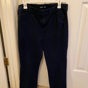 Womens Mid-Rise Pixie Ankle Pants, Set of 3-Black, Maroon, & Navy Blue, Size 14